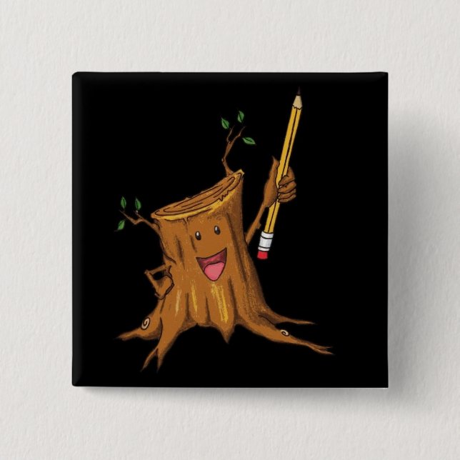 Macaron Carré 5 Cm Noir (carré) courtaud de bouton (Devant)