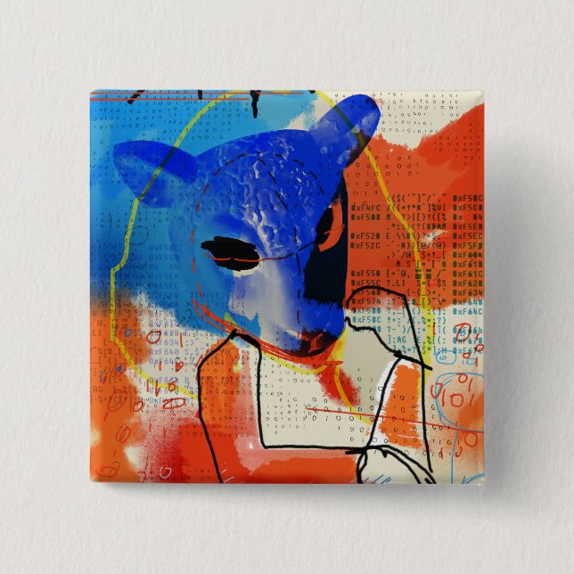 Macaron Carré 5 Cm Noir orphelin | Mk - silhouette de masque de (Devant)