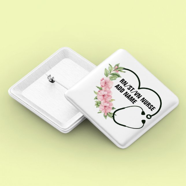 Macaron Carré 5 Cm Nom de l'infirmière étudiante-inscrite-ancienne (Créateur téléchargé)