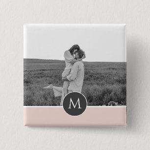 Macaron Carré 5 Cm Nom et photo personnalisés minimalistes Pastel Pin