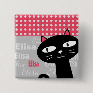 Macaron Carré 5 Cm Nom personnalisé des pois rose chat mignon