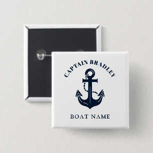 Macaron Carré 5 Cm Nom personnalisé du bateau et identité nautique du