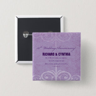 Macaron Carré 5 Cm Noms personnalisés, 50e anniversaire de mariage po