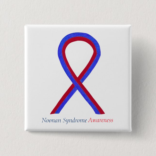 Macaron Carré 5 Cm Noonan Syndrome Sensibilisation Ruban Boutons Pin (Devant)
