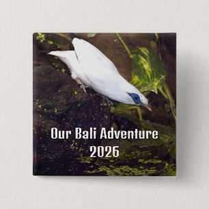 Macaron Carré 5 Cm Notre aventure à Bali 2026 Art de l'oiseau Mainate
