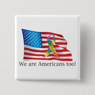 Macaron Carré 5 Cm Nous sommes Amercians aussi ! Bouton