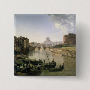 Macaron Carré 5 Cm Nouveau Rome avec le Castel Sant'Angelo