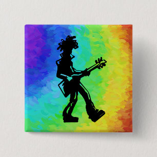 Macaron Carré 5 Cm Nuits de Boogie de New York Guitare Arc-en-ciel