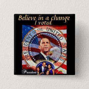 Macaron Carré 5 Cm Obama, 45e président des États-Unis_