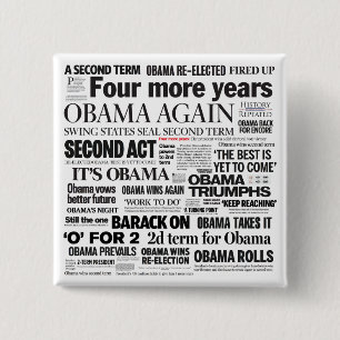 Macaron Carré 5 Cm Obama a réélu le bouton de collage de titre
