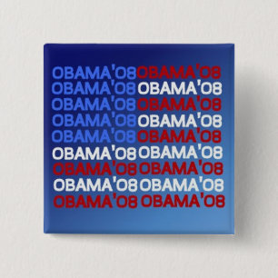 Macaron Carré 5 Cm OBAMA ; Bouton carré de 08 DRAPEAUX