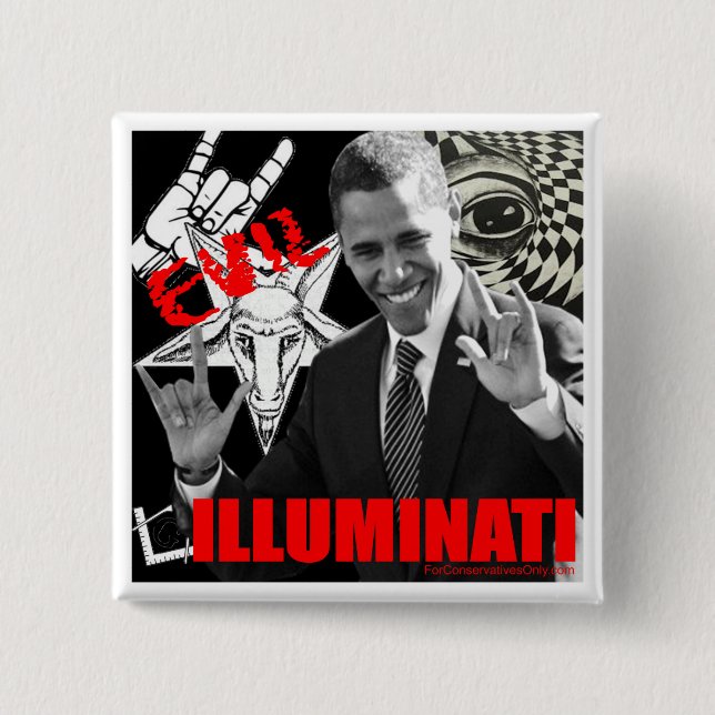 Macaron Carré 5 Cm Obama - Illuminati (Devant)