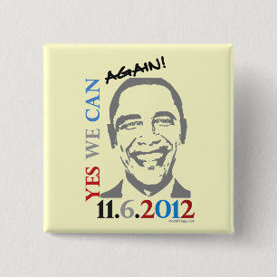 Macaron Carré 5 Cm OBAMA oui nous pouvons ENCORE Pin 2012