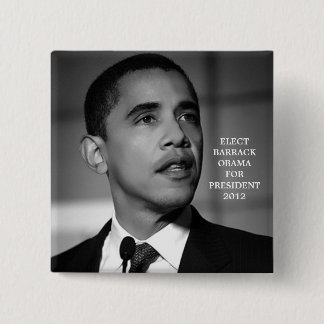 MACARON CARRÉ 5 CM OBAMA POUR LE PRÉSIDENT 2012 BOUTON