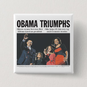 Macaron Carré 5 Cm Obama triomphe bouton