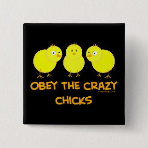 Macaron Carré 5 Cm Obey L'Humour Des Fous Chicks