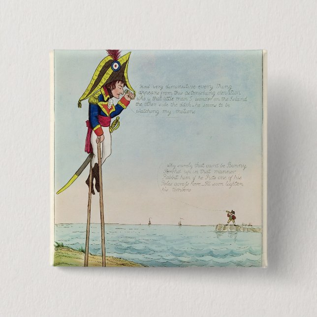 Macaron Carré 5 Cm Observations sur des échasses (Devant)