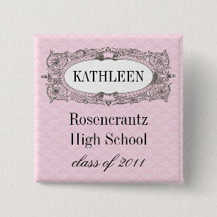 Macaron Carré 5 Cm Obtention du diplôme fleurie de rose de cadre