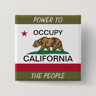 MACARON CARRÉ 5 CM OCCUPY CALIFORNIA POWER TO THE PEOPLE