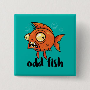 Macaron Carré 5 Cm Odd Fish Quirky Funny Orange Goldfish Cartoon
