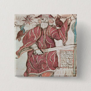 Macaron Carré 5 Cm Odin, avec ses deux corneilles, Hugin et Munin