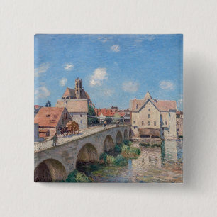 Macaron Carré 5 Cm OEuvre d'Alfred Sisley - Le Pont de Moret