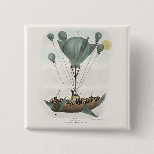Macaron Carré 5 Cm Œuvre d'art représentant un ballon dirigeable anti