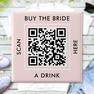 Macaron Carré 5 Cm Offrez un verre à la mariée Code QR personnalisé E