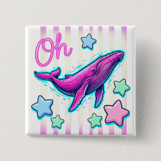 Macaron Carré 5 Cm Oh Baleine Épinglette Côtière Drôle