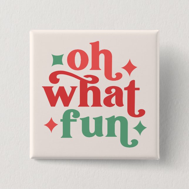 Macaron Carré 5 Cm Oh What Fun - Festive Holiday Typographie (Devant)