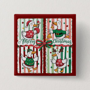 Macaron Carré 5 Cm Oie de Noël drôle de vacances animal renne canard