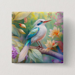 Macaron Carré 5 Cm Oiseau de fantaisie à aile de sarcelle iridescente