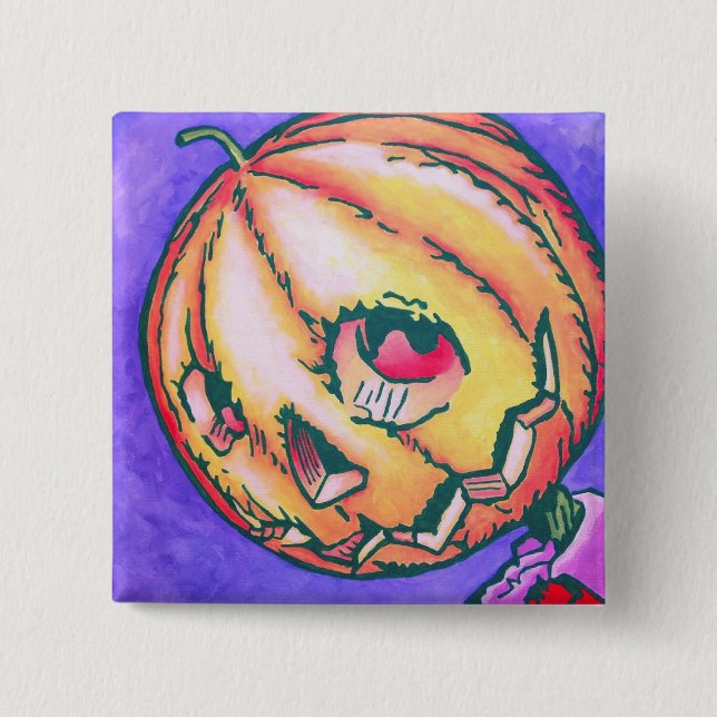 Macaron Carré 5 Cm Once Pinback - Jack Pumpkinhead (Devant)