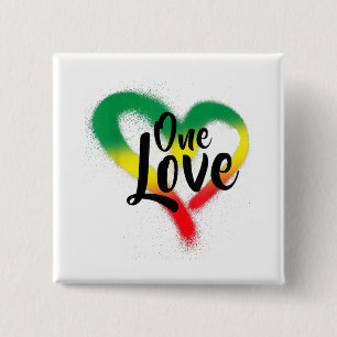 Macaron Carré 5 Cm One Love One Heart Reggae Vibes