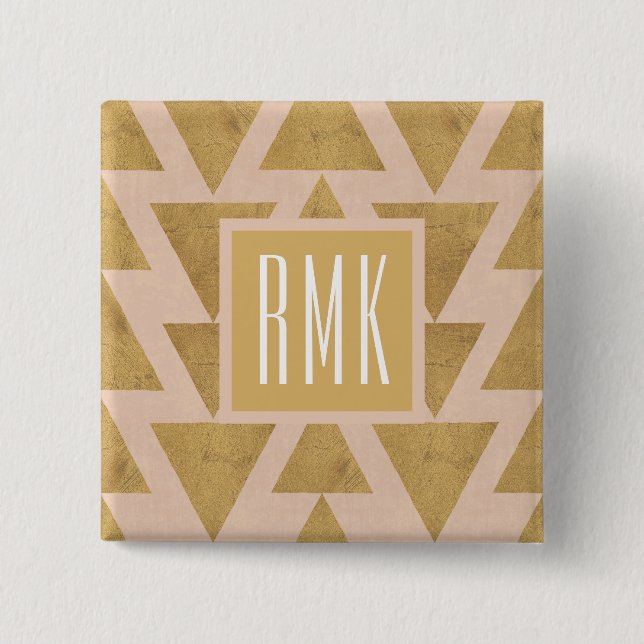 Macaron Carré 5 Cm Or extérieur d'étape | du monogramme | Geo et (Devant)