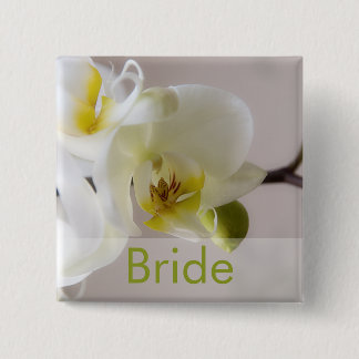 Macaron Carré 5 Cm Orchidée blanche • Bouton de mariage