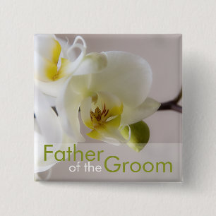 Macaron Carré 5 Cm Orchidée blanche • Bouton de mariage