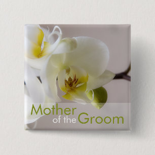 Macaron Carré 5 Cm Orchidée blanche • Bouton de mariage