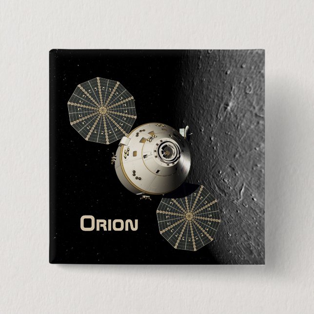 Macaron Carré 5 Cm Orion Spacecraft en Orbite lunaire (Devant)