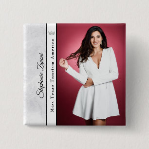 Macaron Carré 5 Cm Pageant Sash Button Pin   Marble Ice