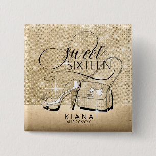 Macaron Carré 5 Cm Paillettes et éclat Douce 16 V2 Or ID675