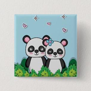 Macaron Carré 5 Cm Paire de Pandas