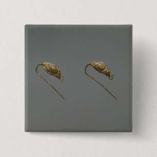 Macaron Carré 5 Cm Paires de boucles d'oreille d'or, dynastie de Liao