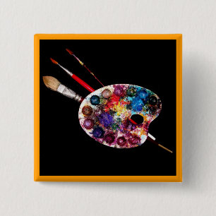 Macaron Carré 5 Cm PALETTE DE COULEUR, Peintre, Artiste