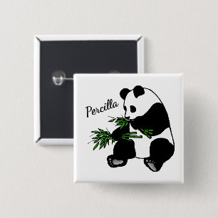 Macaron Carré 5 Cm Panda géant mange nom bambou