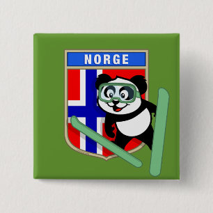 Macaron Carré 5 Cm Panda Ski-sautant de la Norvège