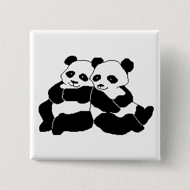 Macaron Carré 5 Cm Pandas (Devant)