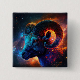 Macaron Carré 5 Cm Panneau étoile Zodiac Aries - Aucun texte - Bouton