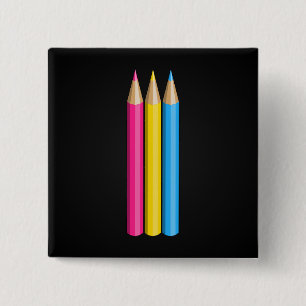 Macaron Carré 5 Cm Pansexualité orgueil crayons Bouton