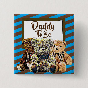 Macaron Carré 5 Cm Papa sera Teddy Bear Baby shower